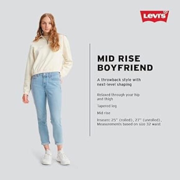 NWT Levi’s Women’s Boyfriend Stellar Stretch Mid Rise Tapered Ankle Jeans Sz 31 - Picture 2 of 9